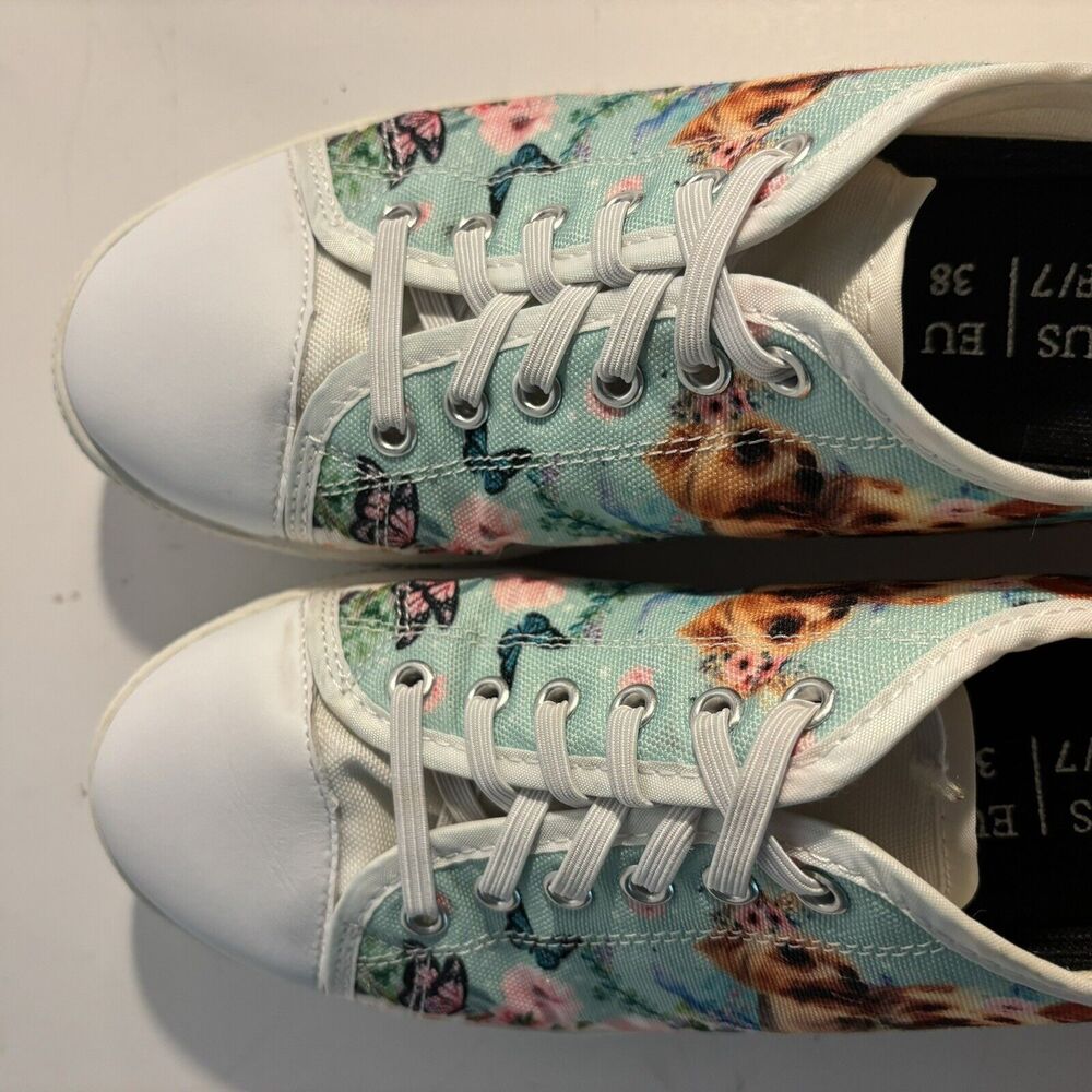 SHOE WOMEN 7.5 YORKIE TERRIER DOG PUPPY TIE TENNIS CASUAL CRUISE VACATION SHOW - Picture 5 of 11